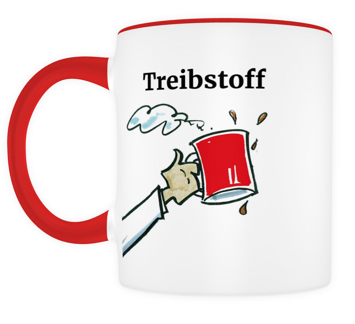 Motivtasse mit Aufdruck: „Treibstoff“ – Merchandising/Give-away